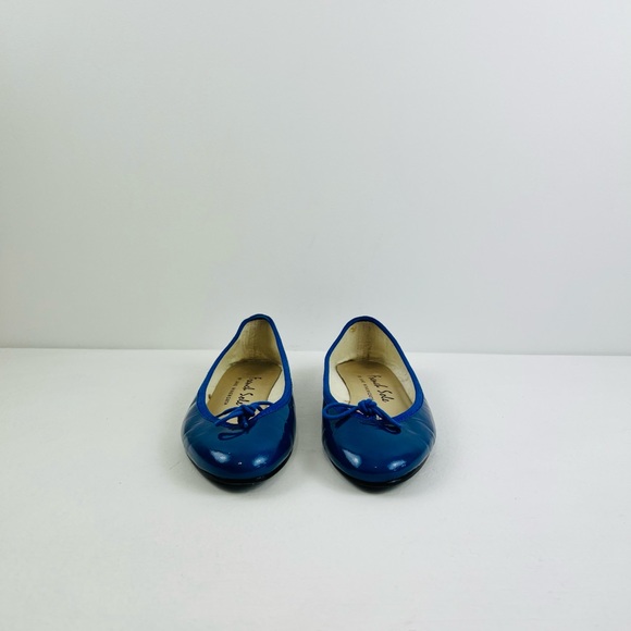French Sole Blue Patent Leather Classic Bow Tie Ballerina Flat Pumps UK 4 - Picture 8 of 13